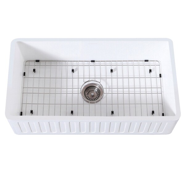 Gourmetier KGKFA361810RM 36" x 18" SGL Bowl Farmhouse Kitchen Sink, Drain & Rack KGKFA361810RM - main